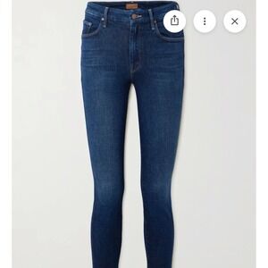 MOTHER Stunner Zip Ankle Step Fray Skinny Jeans After Hours Dark Wash Size 26